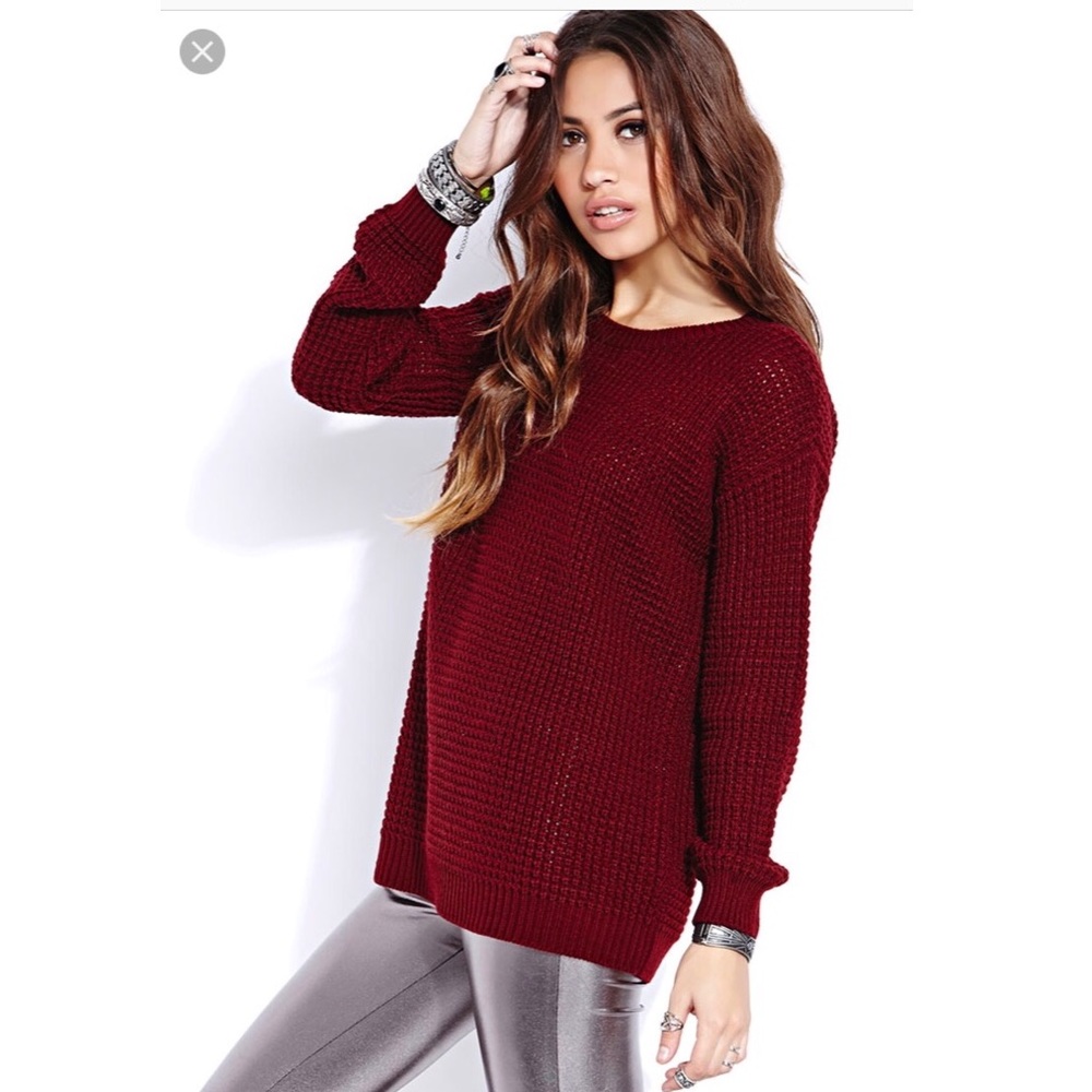 Burgundy Waffle Knit Sweater